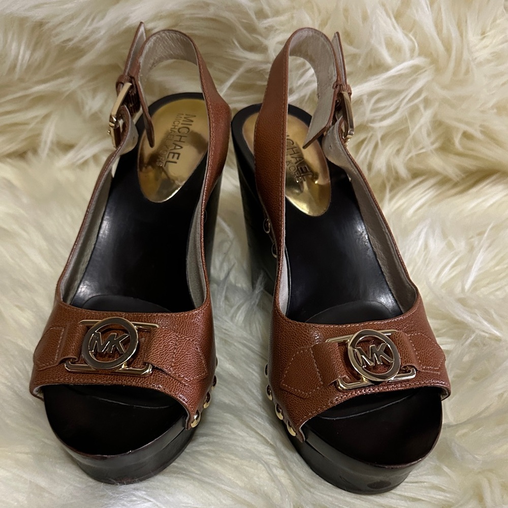 Michael Kors Tan Wedge Sandals